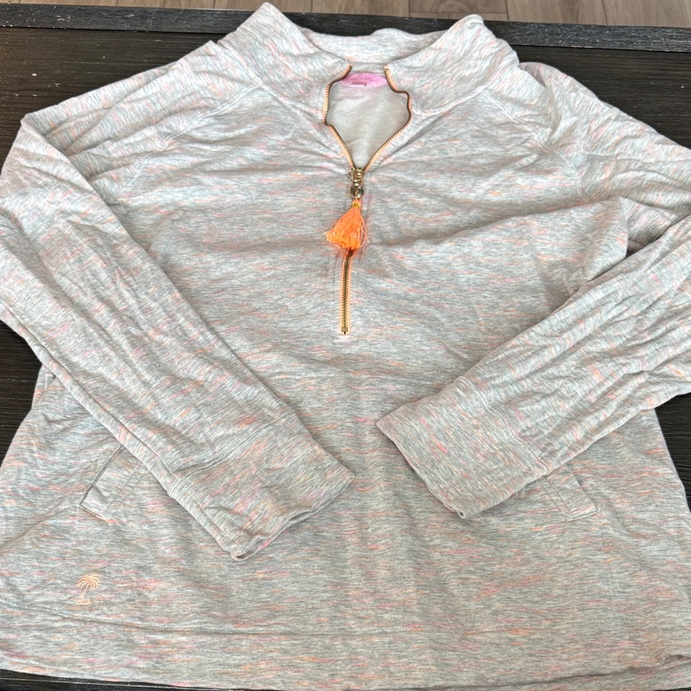 Lilly Pulitzer Pink and Gray Textured Pullover